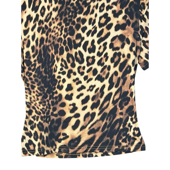 White Fox Crop Top Womens M Leopard Snug Fit Animal festival Mob Wife - Picture 4 of 11